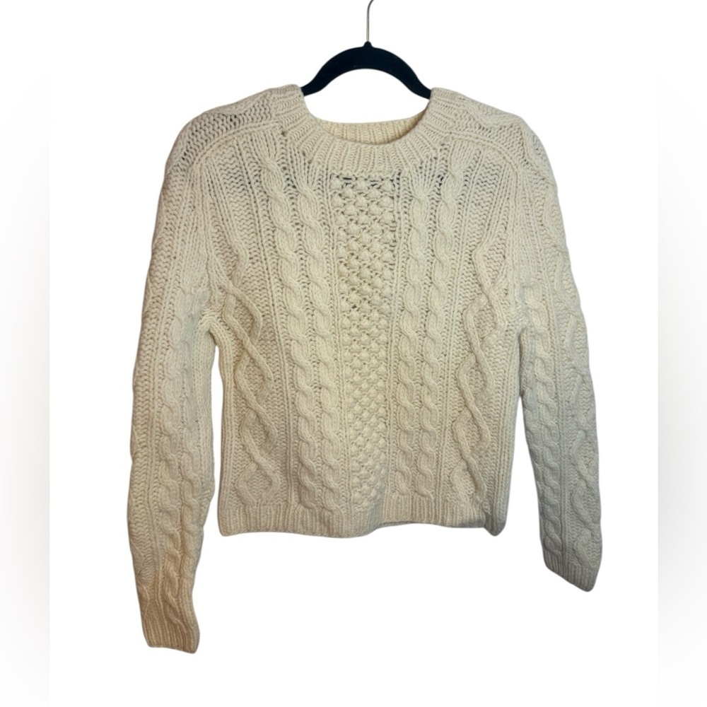 The Limited Cream Chunky Cable Knit Wool Sweater